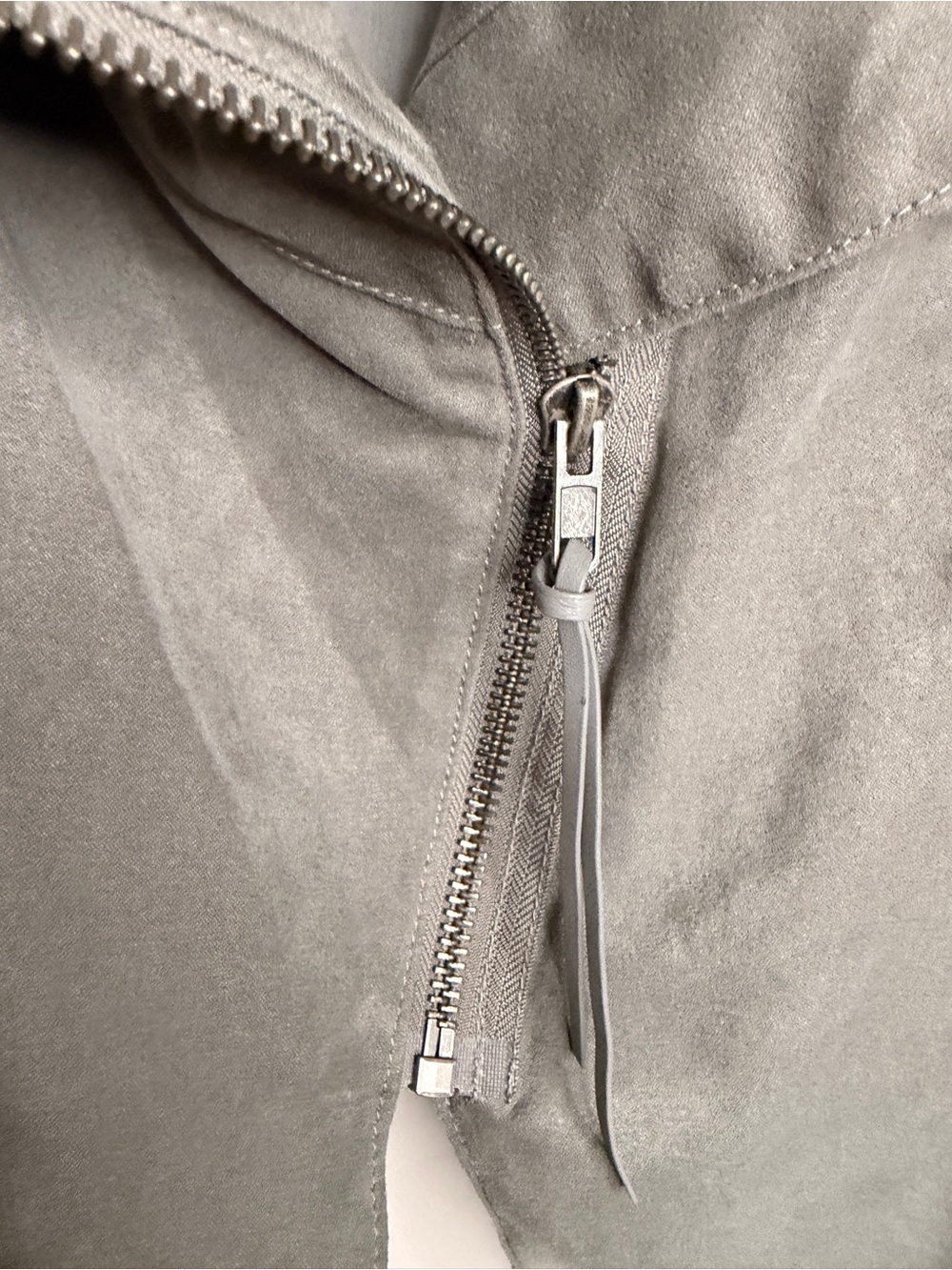 H&M Divided Gray Faux Suede Drape Moto Jacket Size 16 - Picture 4 of 11
